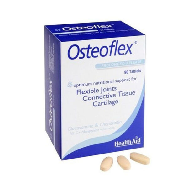 Health Aid | Osteoflex | Συμπλήρωμα Διατροφής με Γλυκοζαμίνη, Χονδροϊτίνη, Κουρκουμίνη και Βιταμίνη C | 90tabs