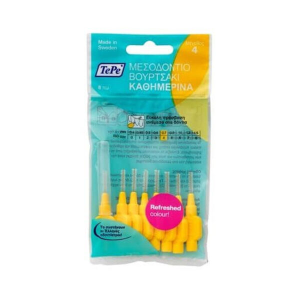 Tepe | Interdental Brush 0.7mm | Μεσοδόντιο Βουρτσάκι Κίτρινο | 8τμχ