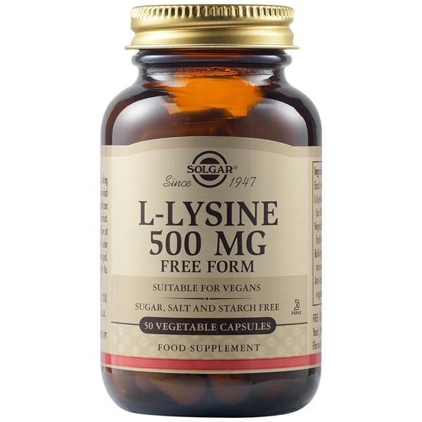 Solgar L-Lysine 500mg Συμπλήρωμα Διατροφής L-λυσίνης Χρήσιμο για Πρόληψη & Επιτάχυνση Χρόνου Ανάρρωσης του Απλού Έρπη 50tabs