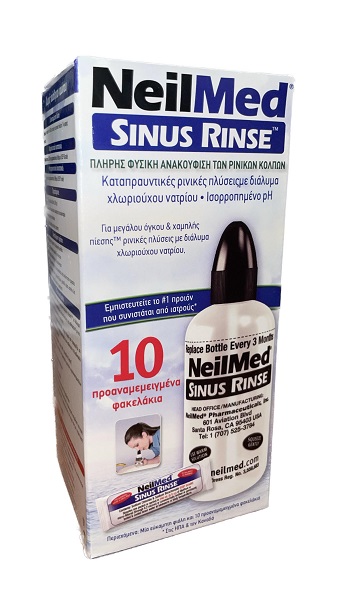 NEILMED Sinus Rinse Σύστημα Ρινικών Πλύσεων για Ενήλικες Συσκευή + 10 Φακελάκια