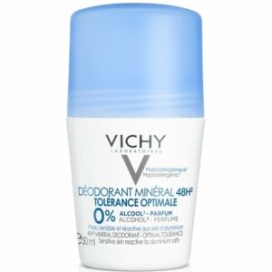 VICHY Deodorant Mineral Optimal Tolerance Αποσμητικό Roll-On με Διάρκεια έως 48 Ώρες, Χωρίς Άλατα Αλουμινίου & Άρωμα για Ευαίσθητες Επιδερμίδες 50ml