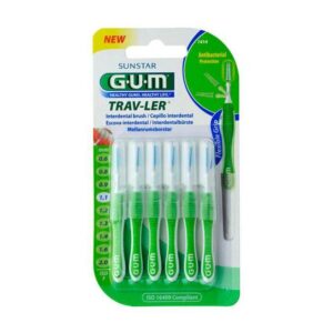 Gum Trav-ler Interdental Brush (1414) Μεσοδόντιο Βουρτσάκι 1.1mm Πράσινο, 6τεμ