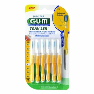 Gum Trav-ler Interdental Brush (1514) Μεσοδόντιο Βουρτσάκι 1.3mm Κίτρινο, 6τεμ