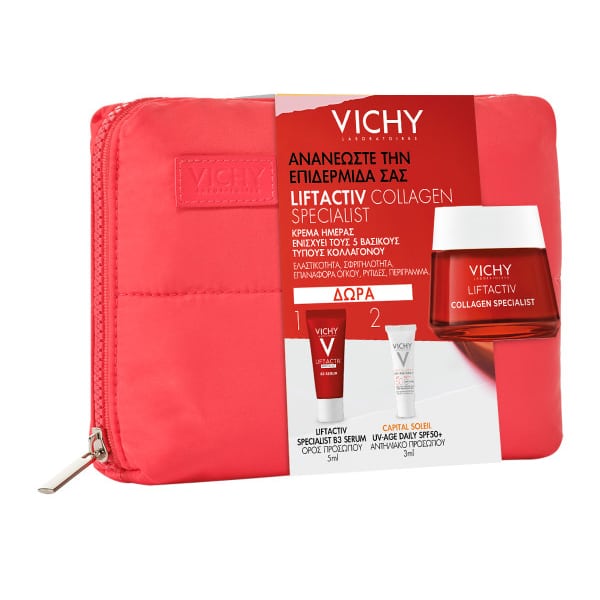 Vichy Promo με Liftactiv Collagen Specialist Αντιγηραντική Κρέμα Ημέρας, 50ml & Δώρο Liftactiv Specialist B3 Serum Ορός Προσώπου, 5ml, Capital Soleil UV-Age Daily SPF50+ Αντηλιακό Προσώπου, 3ml & Νεσεσέρ, 1σετ