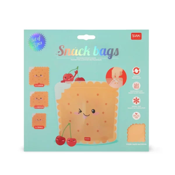 ΣΑΚΟΥΛΕΣ ΦΑΓΗΤΟΥ LEGAMI SNACK BAGS ΣΕΤ 3 ΤΕΜΑΧΙΩΝ COOKIE