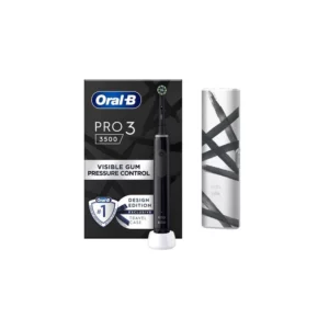 Oral-B Pro 3 3500 Design Edition Black Επαναφορτιζόμενη Ηλεκτρική Οδοντόβουρτσα & Θήκη Ταξιδίου, 1τεμ