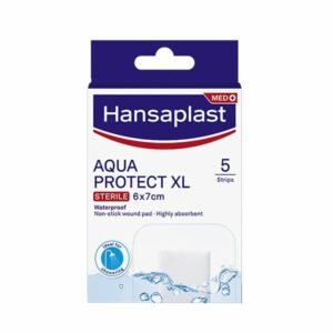 Hansaplast Aqua Protect XL Αποστειρωμένα Επιθέματα για Μεγαλύτερες Πληγές και Μετεγχειρητικά Τραύματα 6X7cm, 5 Strips