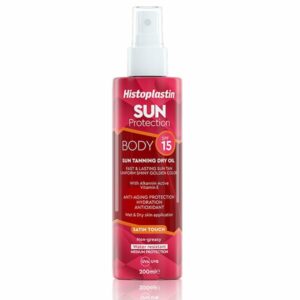 Histoplastin Sun Protection Tanning Dry Oil Body Satin Touch SPF15 Ξηρό Λάδι για Γρήγορο, Λαμπερό & Έντονο Μαύρισμα, 200ml