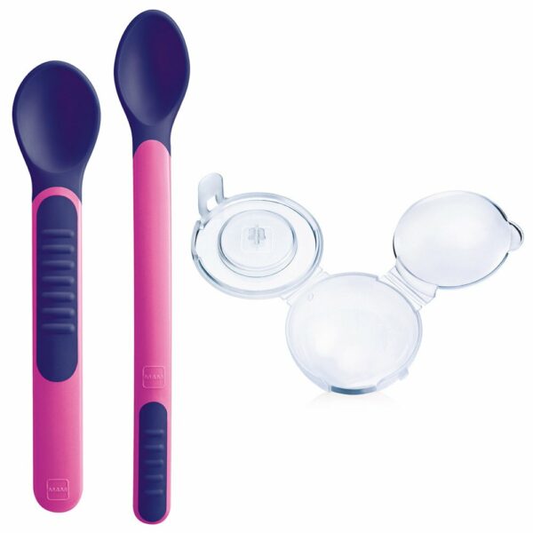 Mam Heat Sensitive Spoons & Cover Ροζ για 6+ μηνών