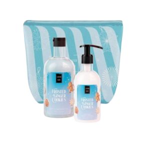 Lavish Care Frosted Ginger Cookies Christmas Bag Set Bath /Shower Gel 500ml & Glitter Body Lotion 300ml