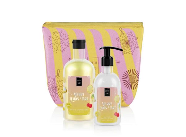 LAVISH CARE Merry Lemon Tart Christmas Set Bath & Shower Gel 500mL & Glitter Body Lotion 300mL