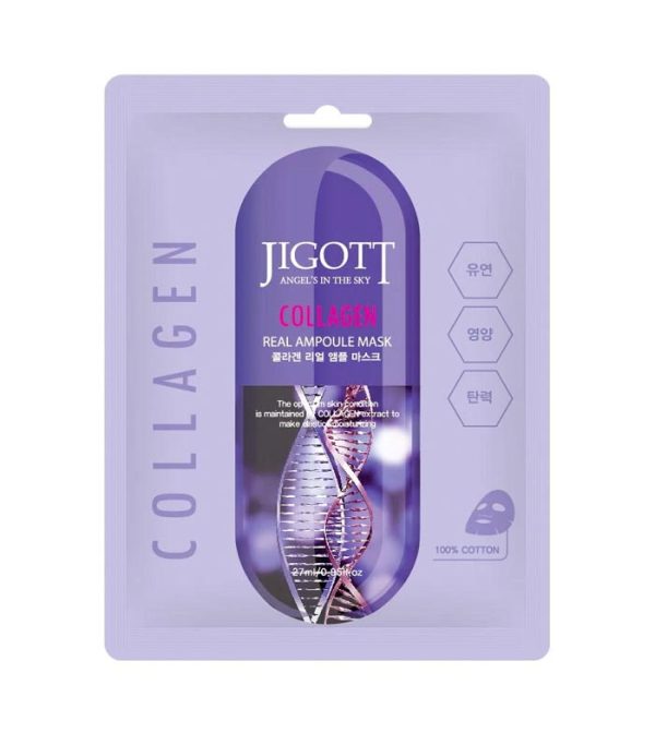 Jigott Collagen Real Ampoule Mask Μάσκα Προσώπου Για Ενυδάτωση, 27ml