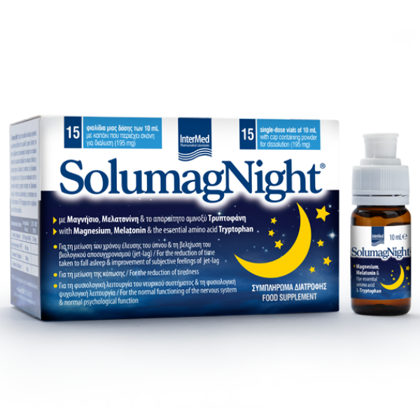 Intermed Solumag Night Συμπλήρωμα Διατροφής για την Αϋπνία, 15 vials x 10ml