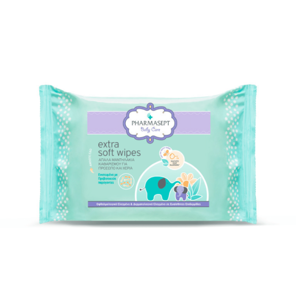 PHARMASEPT Baby Care Soft Wipes Απαλά Μαντηλάκια Καθαρισμού για Πρόσωπο & Σώμα 30 Τεμάχια